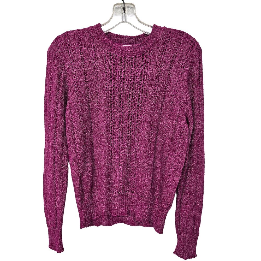 Vintage Pure Gould Womens Size Small Pointelle Sweater Lightweight Raspberry